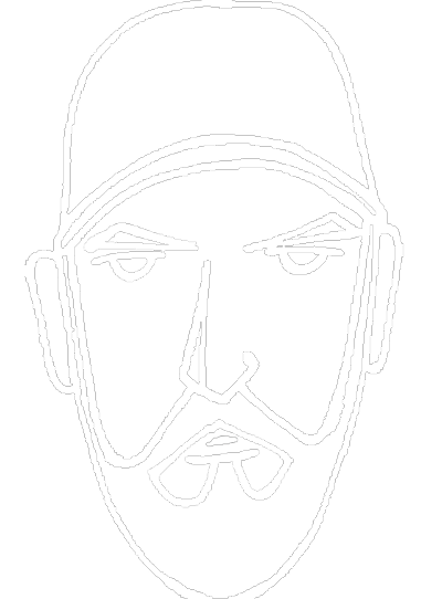 Line drawing of George, wearing a cap