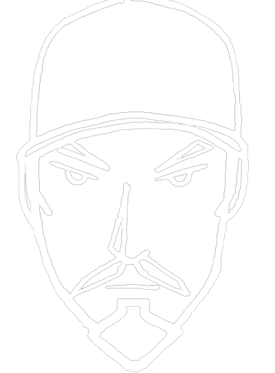 Line drawing of Riqo, wearing a cap